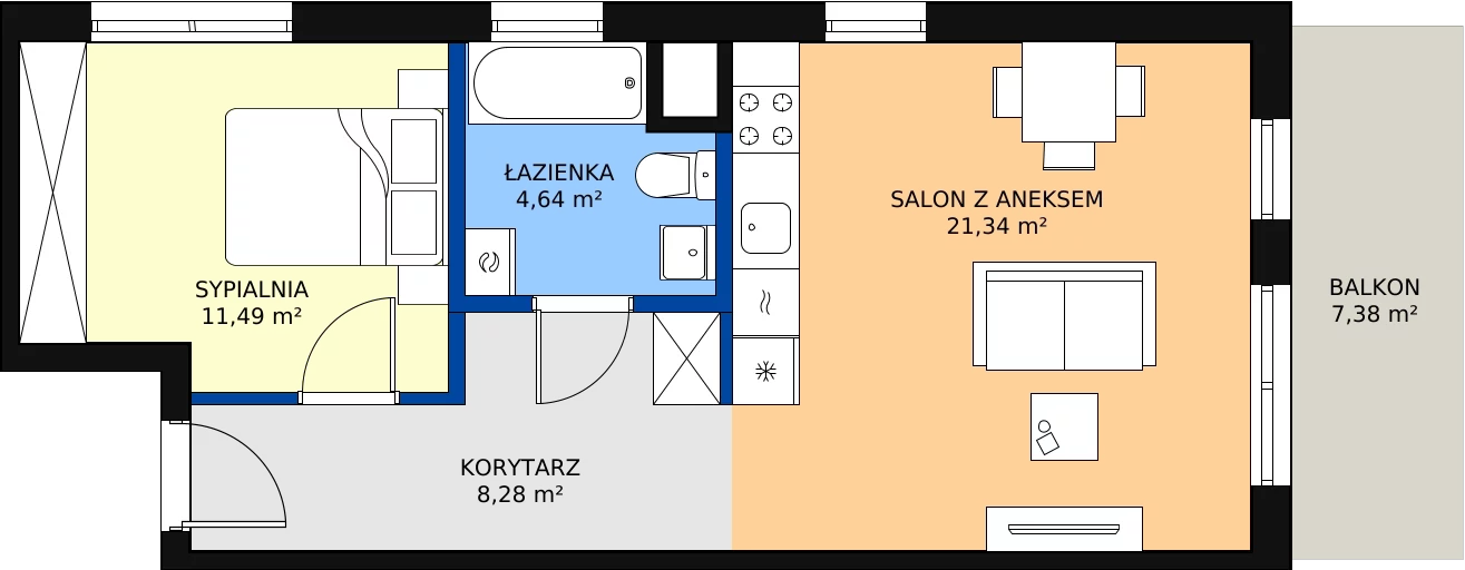 Zalety mieszkania 45.76 m², M12