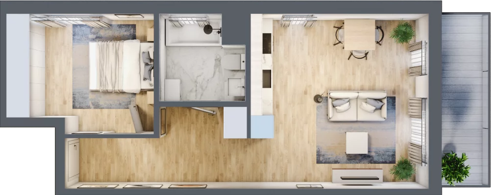 2 pokoje, mieszkanie 45,76 m², piętro 2, oferta nr M12, Apartamenty Świt, Warszawa, Bielany, Chomiczówka, ul. Renesansowa