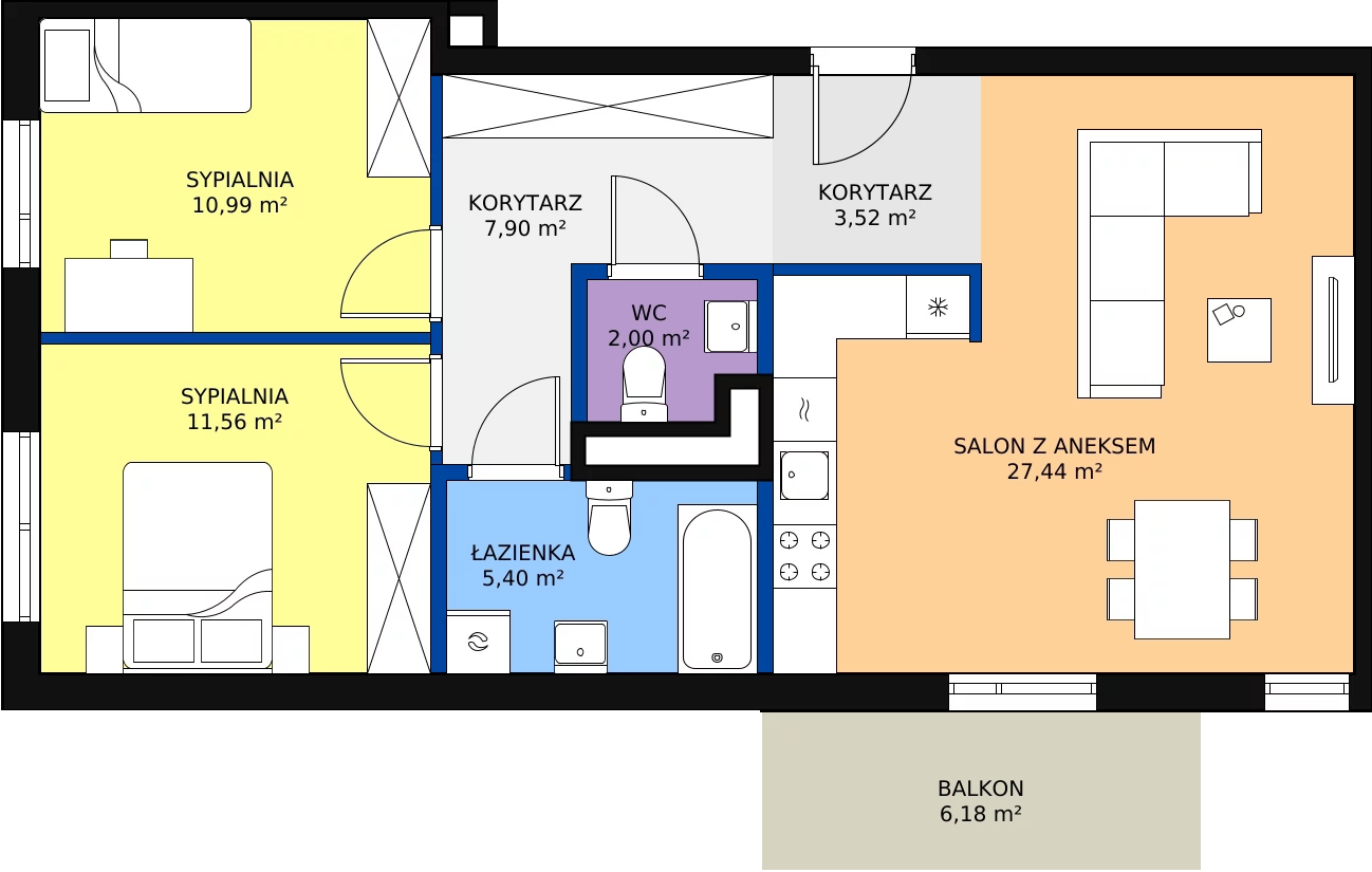 Zalety mieszkania 68.81 m², M16