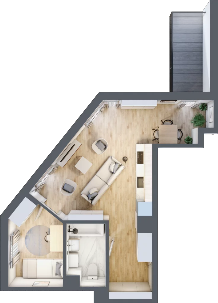 2 pokoje, mieszkanie 43,09 m², piętro 4, oferta nr M21, Apartamenty Świt, Warszawa, Bielany, Chomiczówka, ul. Renesansowa
