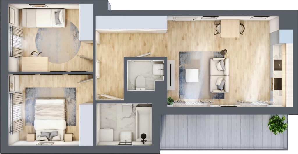 3 pokoje, mieszkanie 58,44 m², piętro 4, oferta nr M22, Apartamenty Świt, Warszawa, Bielany, Chomiczówka, ul. Renesansowa