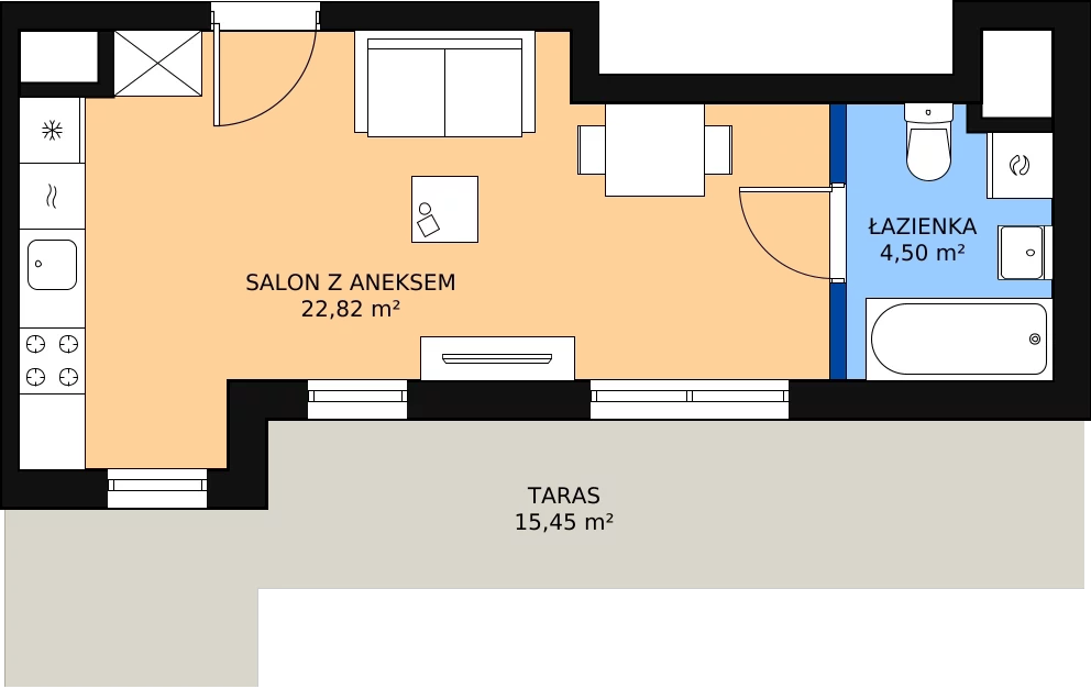 Zalety mieszkania 27.33 m², M23