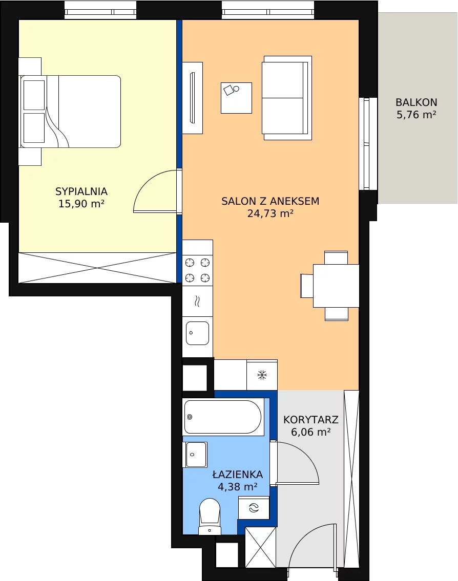 Zalety mieszkania 51.07 m², M26