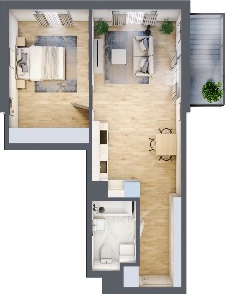 2 pokoje, mieszkanie 51,07 m², piętro 4, oferta nr M26, Apartamenty Świt, Warszawa, Bielany, Chomiczówka, ul. Renesansowa