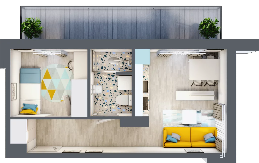 2 pokoje, mieszkanie 32,80 m², piętro 1, oferta nr M6, Apartamenty Serene , Kielce, KSM, ul. Zagórska