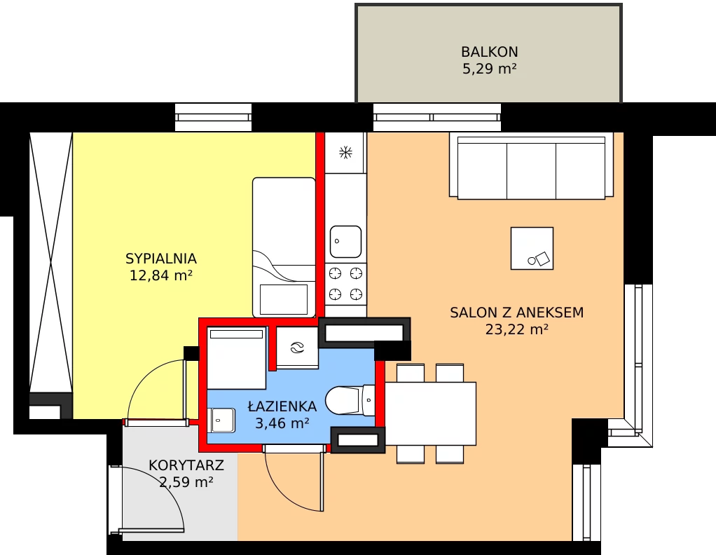 Zalety mieszkania 42.11 m², M24
