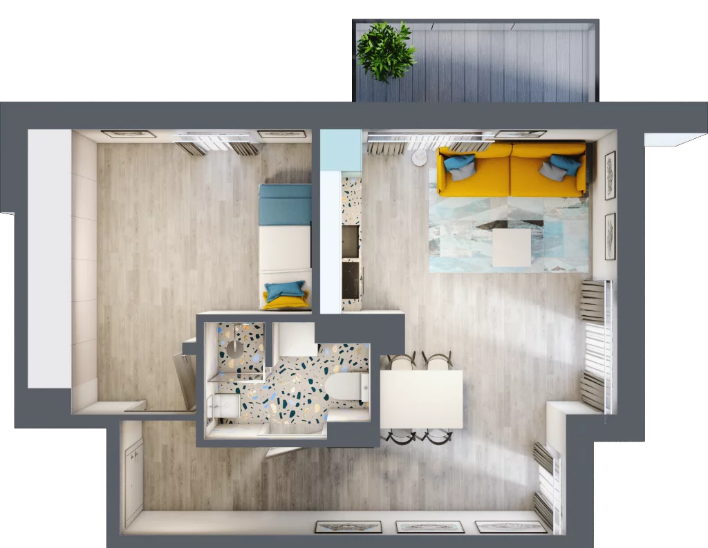 2 pokoje, mieszkanie 42,11 m², piętro 4, oferta nr M24, Apartamenty Serene , Kielce, KSM, ul. Zagórska