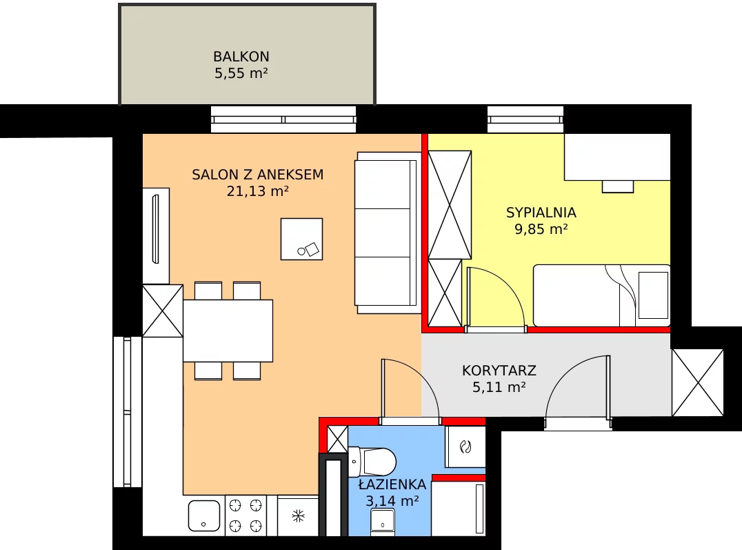 Zalety mieszkania 39.23 m², M17