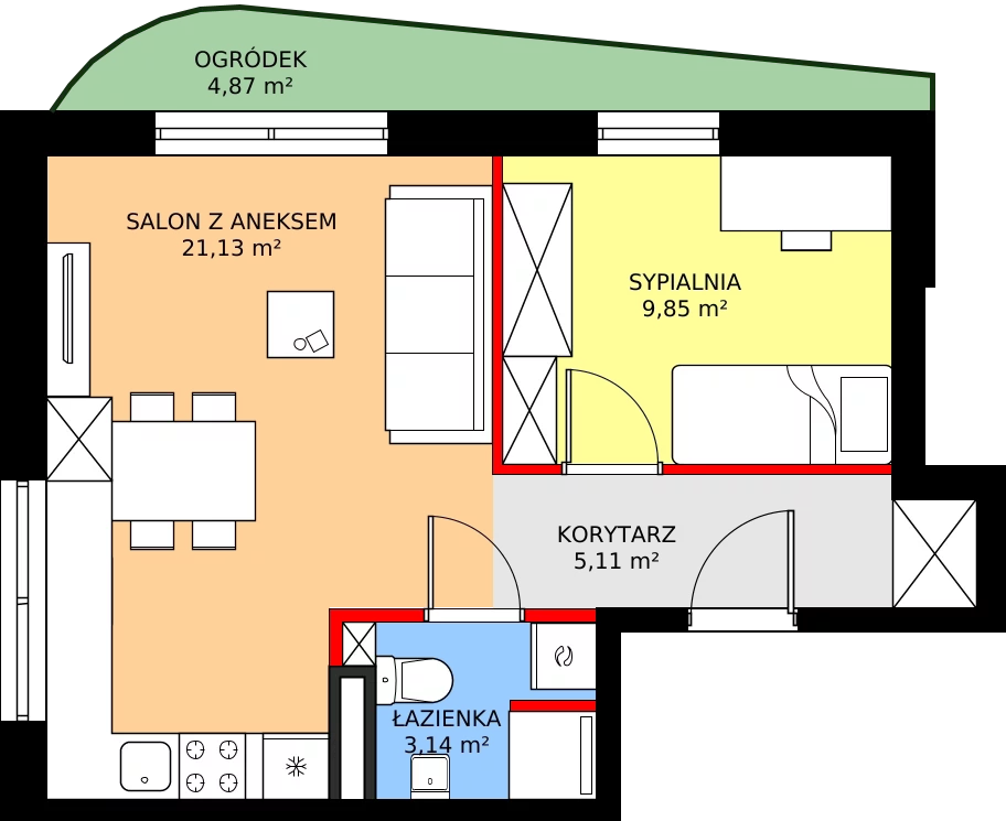 Zalety mieszkania 39.23 m², M3