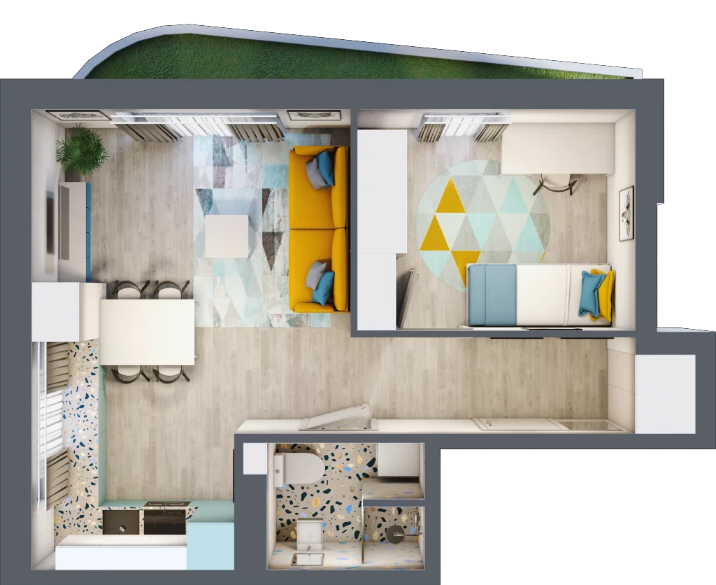 2 pokoje, mieszkanie 39,23 m², parter, oferta nr M3, Apartamenty Serene , Kielce, KSM, ul. Zagórska