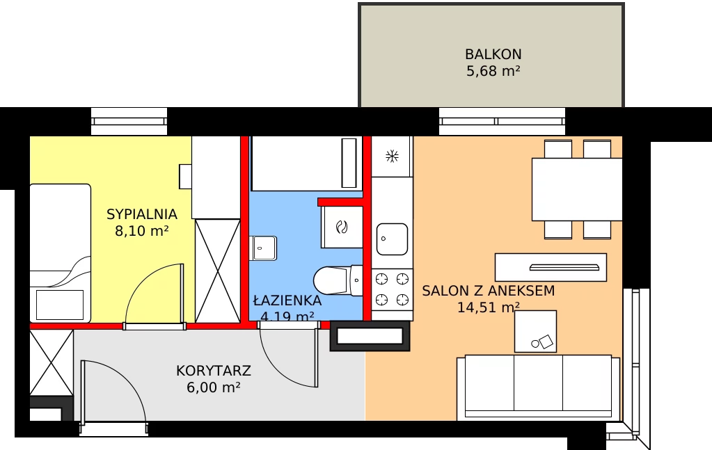 Zalety mieszkania 32.8 m², M12