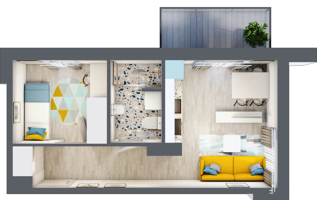 2 pokoje, mieszkanie 32,80 m², piętro 2, oferta nr M12, Apartamenty Serene , Kielce, KSM, ul. Zagórska
