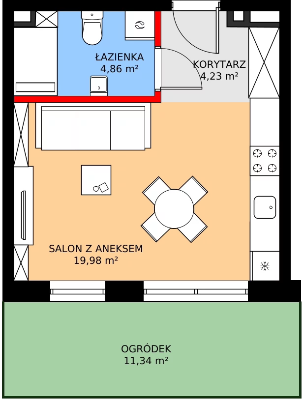 Zalety mieszkania 29.07 m², M1