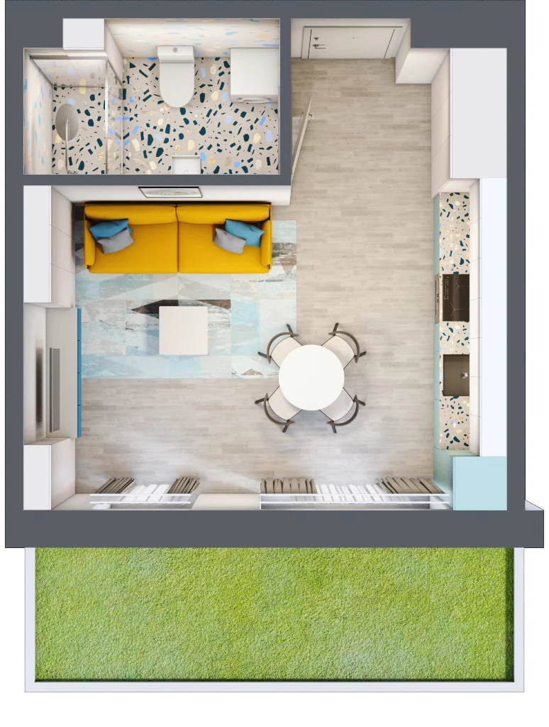 1 pokój, mieszkanie 29,07 m², parter, oferta nr M1, Apartamenty Serene , Kielce, KSM, ul. Zagórska