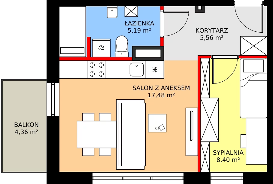 Zalety mieszkania 36.63 m², M22