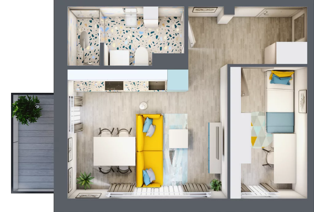 2 pokoje, mieszkanie 36,63 m², piętro 3, oferta nr M22, Apartamenty Serene , Kielce, KSM, ul. Zagórska