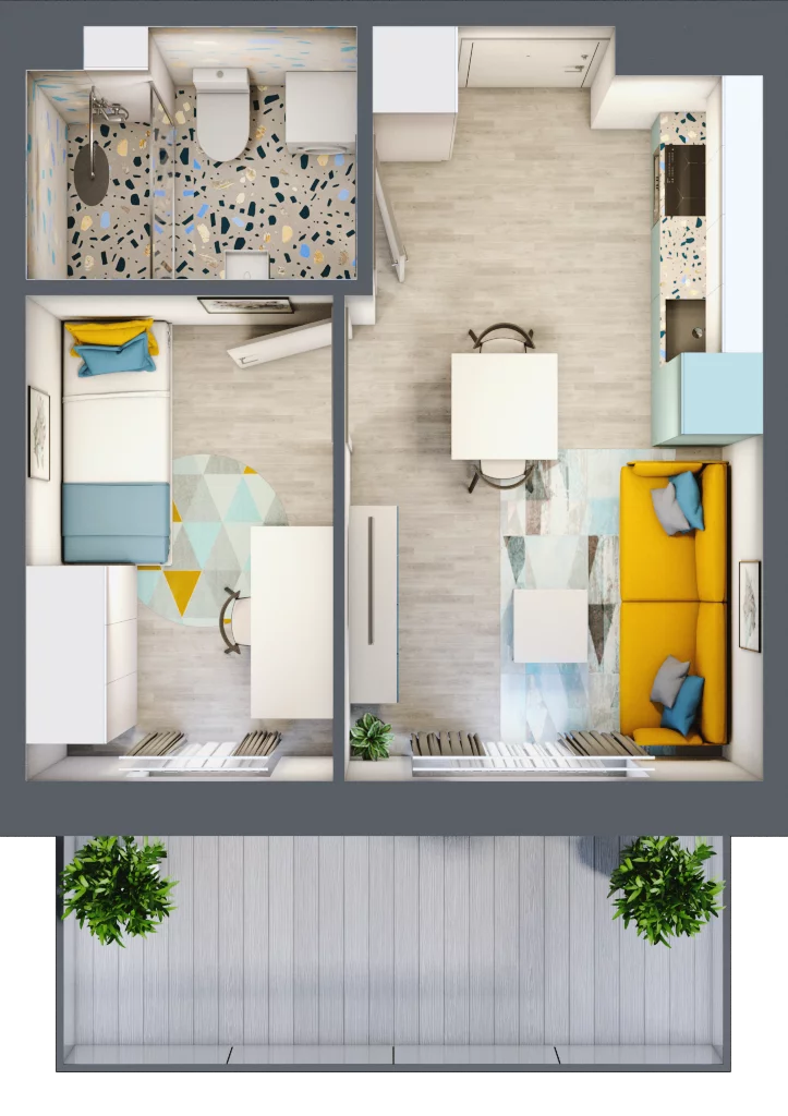 2 pokoje, mieszkanie 28,72 m², piętro 1, oferta nr M9, Apartamenty Serene , Kielce, KSM, ul. Zagórska