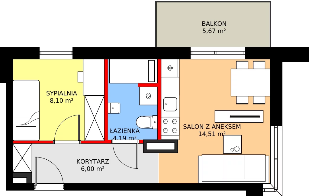 Zalety mieszkania 32.8 m², M18