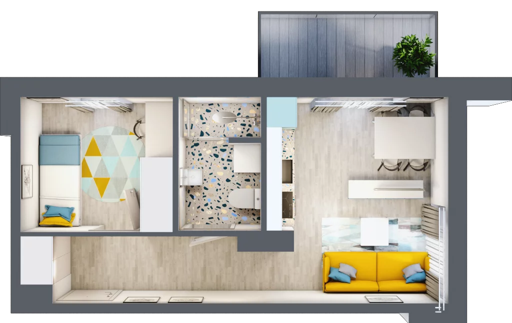 2 pokoje, mieszkanie 32,80 m², piętro 3, oferta nr M18, Apartamenty Serene , Kielce, KSM, ul. Zagórska