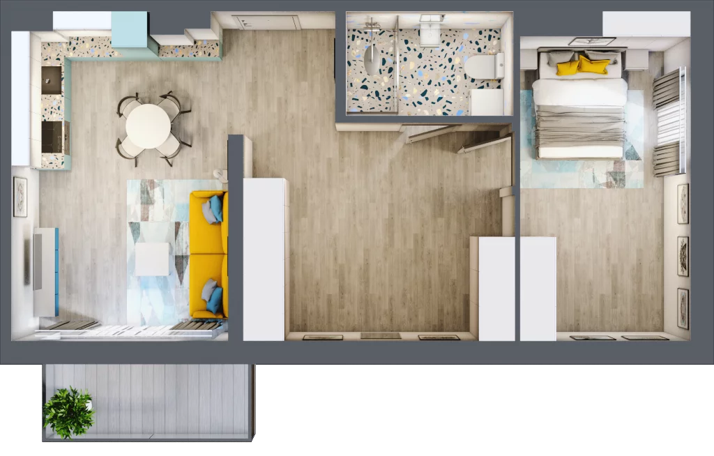 2 pokoje, mieszkanie 45,88 m², piętro 4, oferta nr M25, Apartamenty Serene , Kielce, KSM, ul. Zagórska