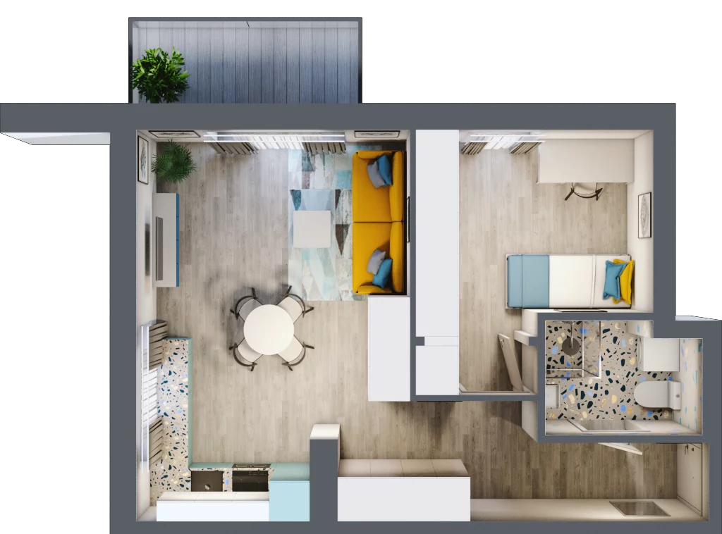 2 pokoje, mieszkanie 43,95 m², piętro 4, oferta nr M27, Apartamenty Serene , Kielce, KSM, ul. Zagórska