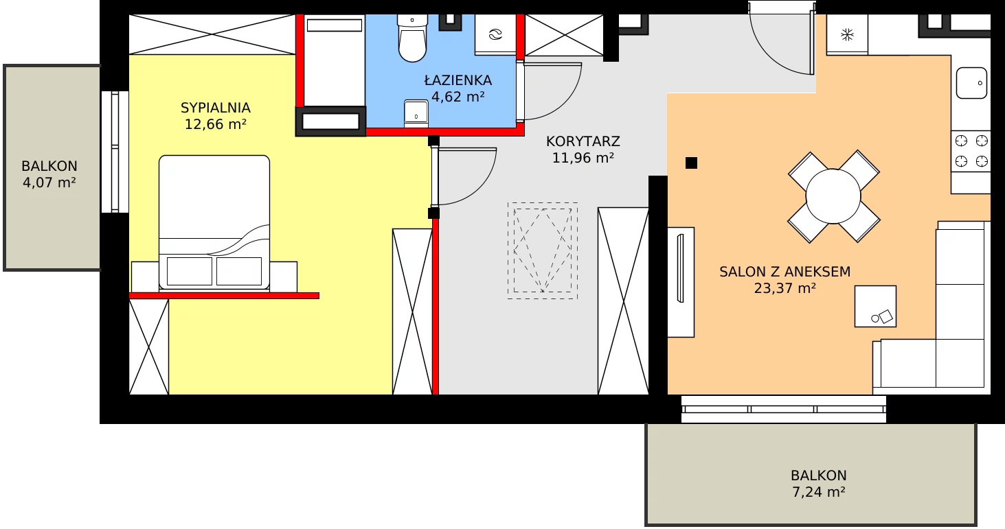 Zalety mieszkania 52.61 m², M26