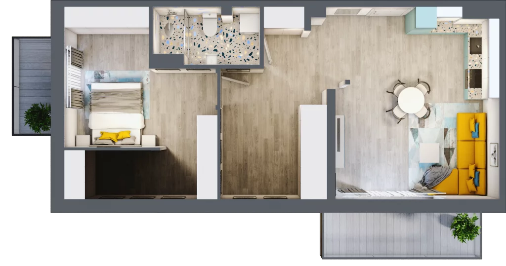 2 pokoje, mieszkanie 52,61 m², piętro 4, oferta nr M26, Apartamenty Serene , Kielce, KSM, ul. Zagórska