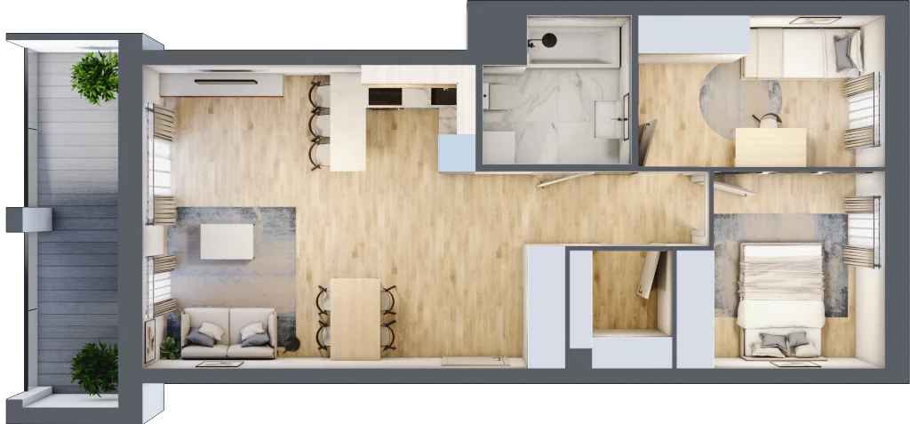 3 pokoje, mieszkanie 62,92 m², piętro 5, oferta nr 57, Osiedle Iluzjon Etap 2, Bydgoszcz, Kapuściska, ul. Nastrojowa 11