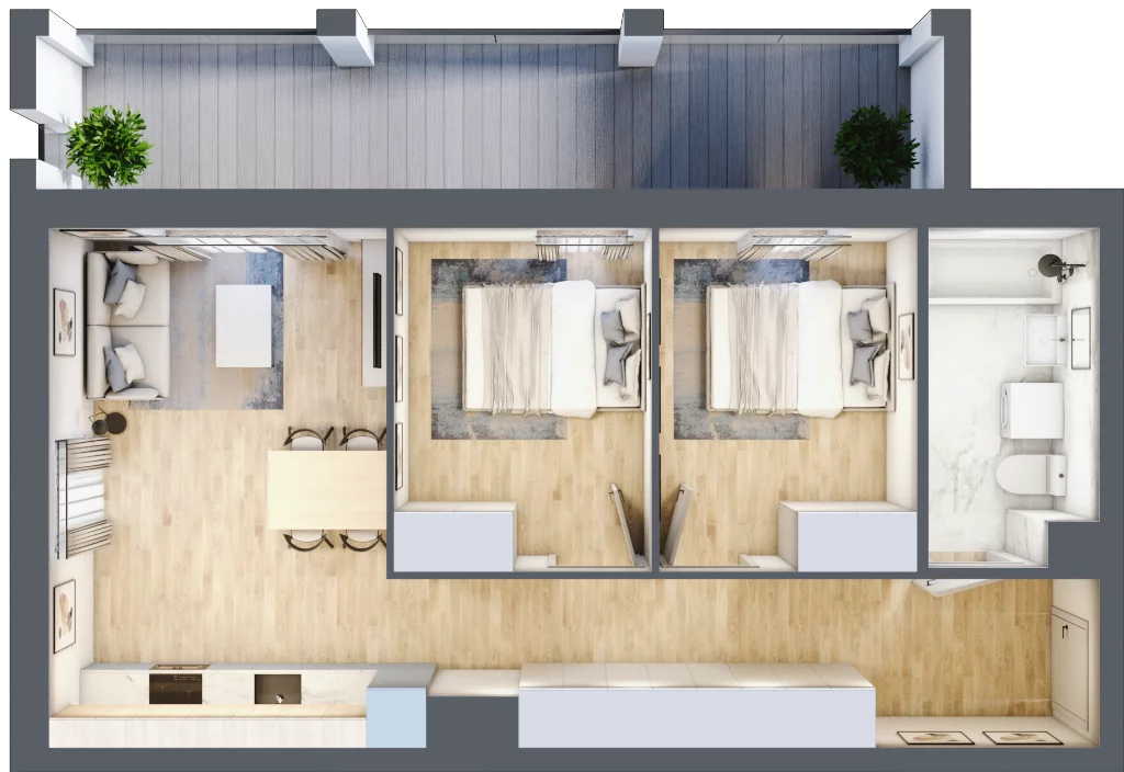 3 pokoje, mieszkanie 54,39 m², piętro 6, oferta nr 64, Osiedle Iluzjon Etap 2, Bydgoszcz, Kapuściska, ul. Nastrojowa 11