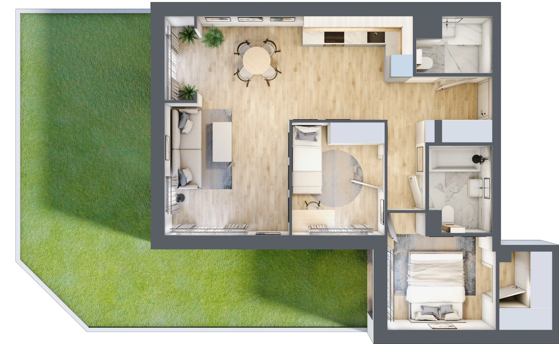 3 pokoje, mieszkanie 61,55 m², parter, oferta nr 1, Tertio Zapolskiej, Kraków, Bronowice, ul. Gabrieli Zapolskiej 21