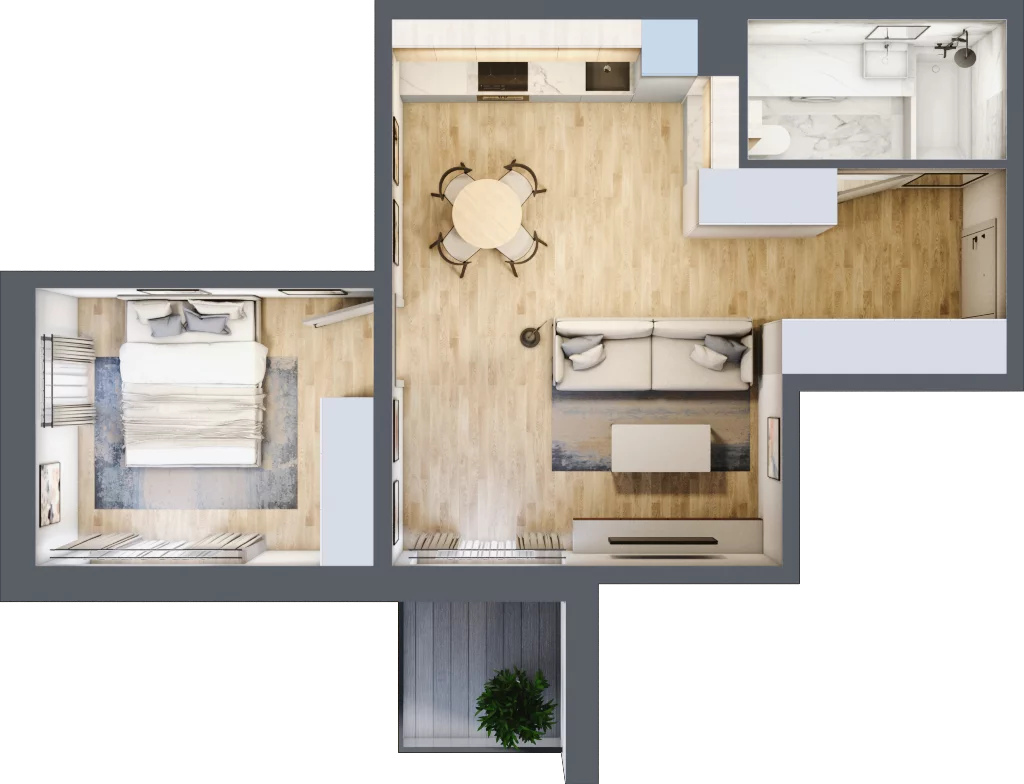 2 pokoje, mieszkanie 44,23 m², piętro 1, oferta nr 21, Tertio Zapolskiej, Kraków, Bronowice, ul. Gabrieli Zapolskiej 21