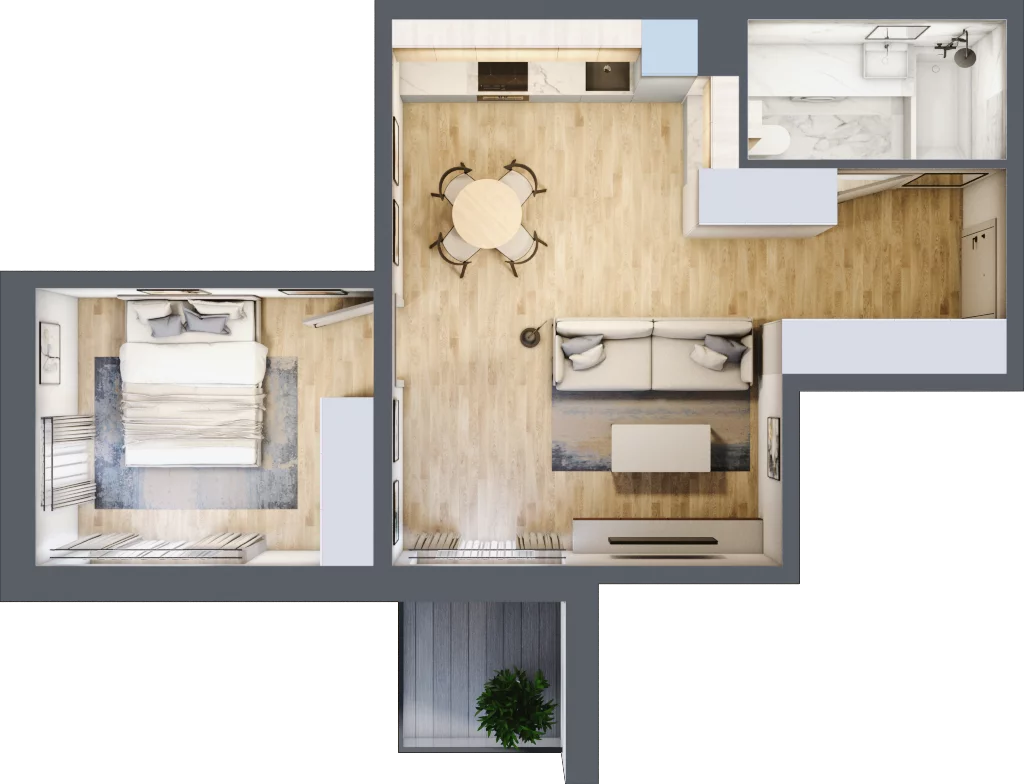 2 pokoje, mieszkanie 44,23 m², piętro 2, oferta nr 33, Tertio Zapolskiej, Kraków, Bronowice, ul. Gabrieli Zapolskiej 21