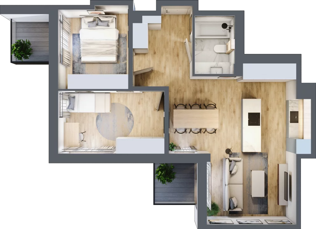 3 pokoje, mieszkanie 60,89 m², piętro 1, oferta nr 11, Tertio Zapolskiej, Kraków, Bronowice, ul. Gabrieli Zapolskiej 21