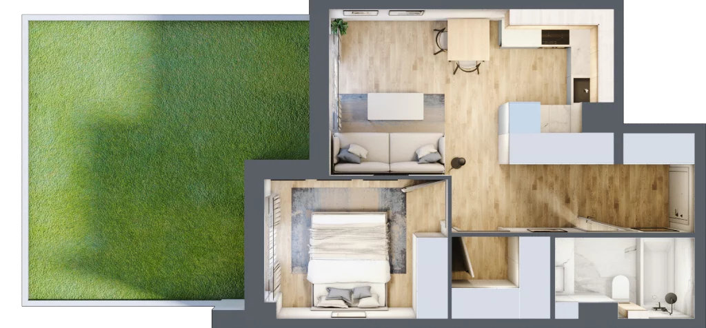 2 pokoje, mieszkanie 40,06 m², parter, oferta nr 2, Tertio Zapolskiej, Kraków, Bronowice, ul. Gabrieli Zapolskiej 21