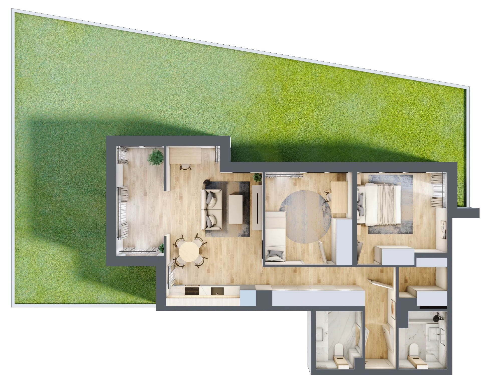 3 pokoje, mieszkanie 72,12 m², parter, oferta nr 3, Tertio Zapolskiej, Kraków, Bronowice, ul. Gabrieli Zapolskiej 21