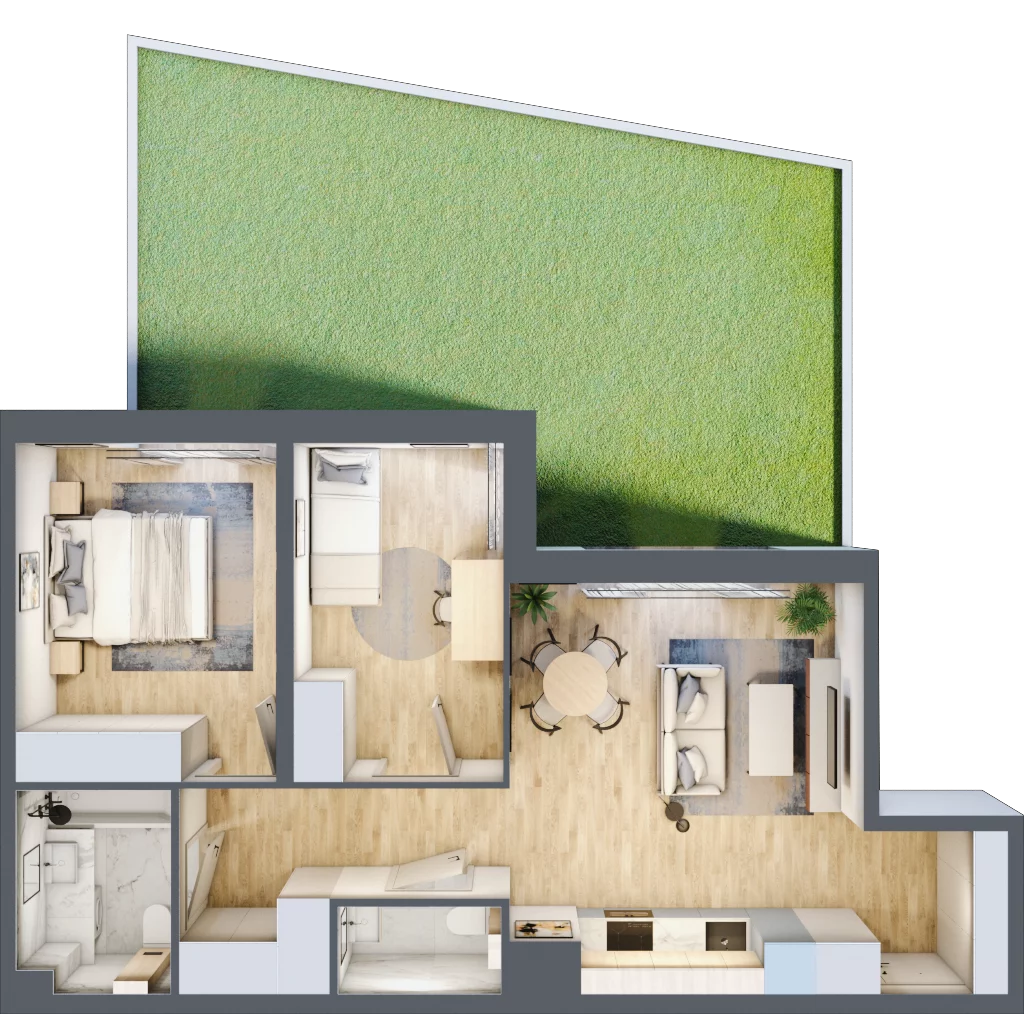 3 pokoje, mieszkanie 57,21 m², parter, oferta nr 4, Tertio Zapolskiej, Kraków, Bronowice, ul. Gabrieli Zapolskiej 21