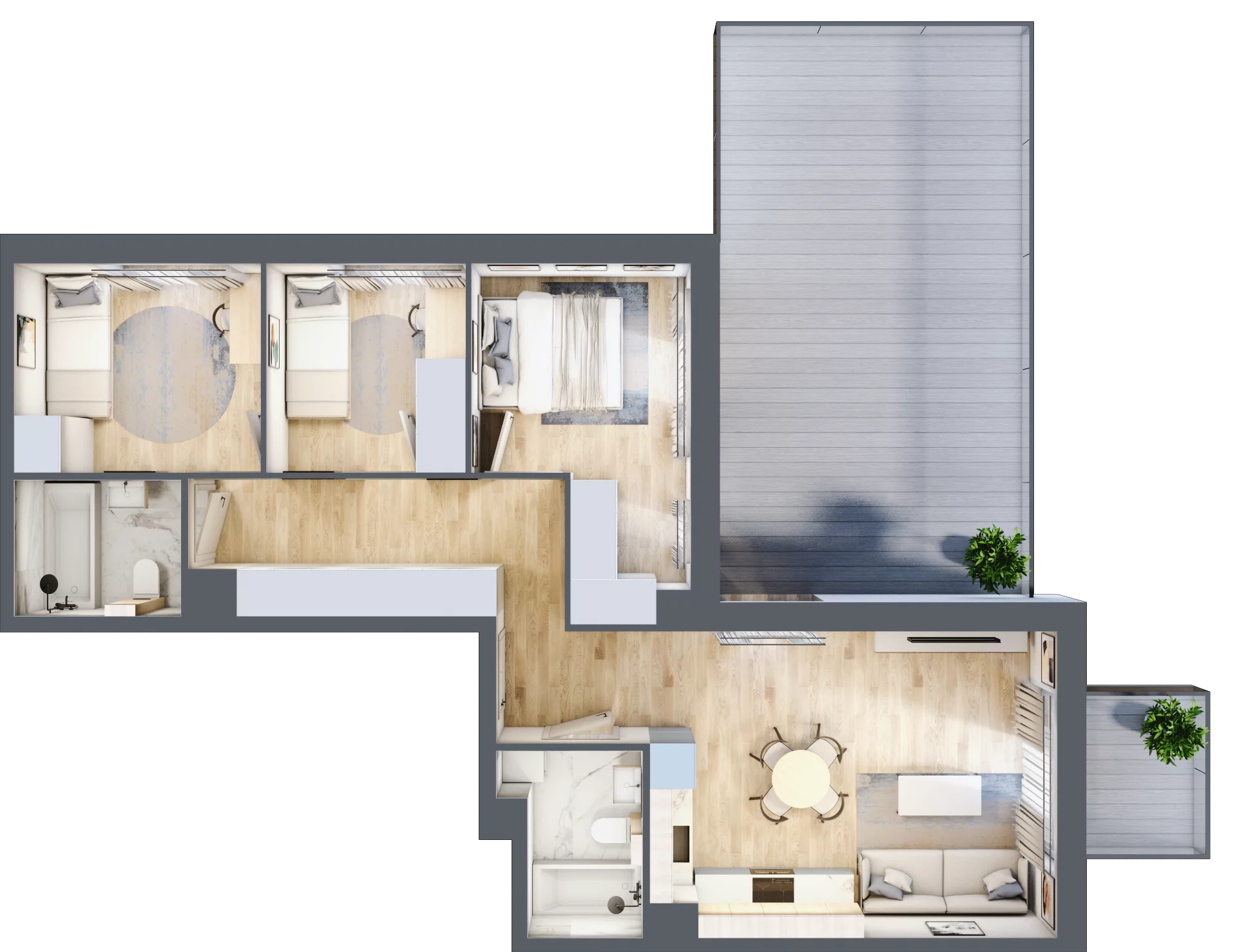 4 pokoje, mieszkanie 67,29 m², piętro 1, oferta nr 16, Tertio Zapolskiej, Kraków, Bronowice, ul. Gabrieli Zapolskiej 21