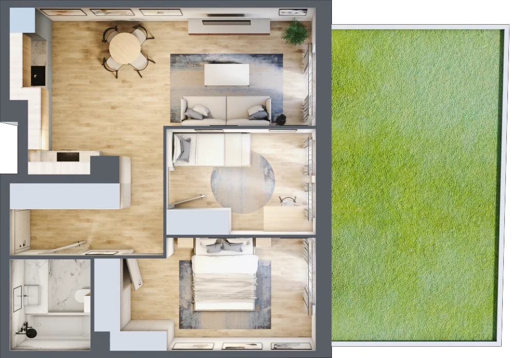 3 pokoje, mieszkanie 57,46 m², parter, oferta nr 7, Tertio Zapolskiej, Kraków, Bronowice, ul. Gabrieli Zapolskiej 21