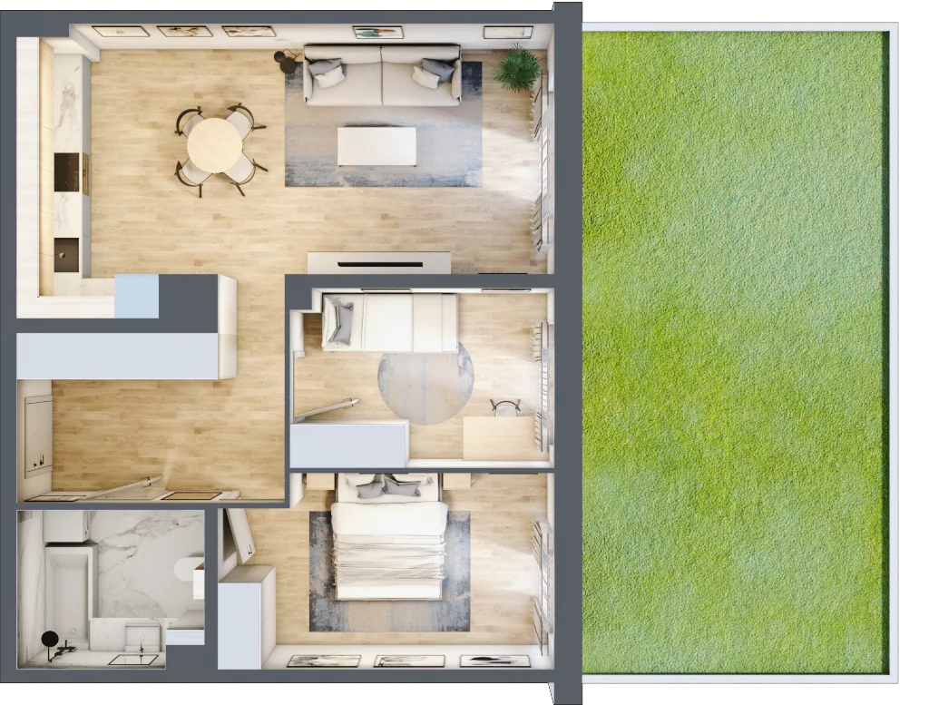 3 pokoje, mieszkanie 61,41 m², parter, oferta nr 6, Tertio Zapolskiej, Kraków, Bronowice, ul. Gabrieli Zapolskiej 21
