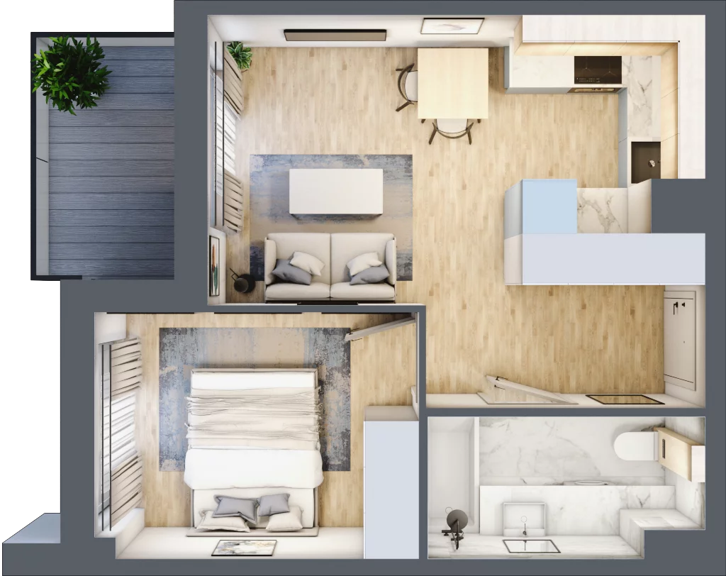 2 pokoje, mieszkanie 34,91 m², piętro 1, oferta nr 13, Tertio Zapolskiej, Kraków, Bronowice, ul. Gabrieli Zapolskiej 21