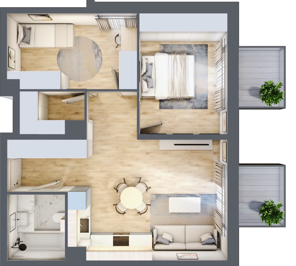 3 pokoje, mieszkanie 56,95 m², piętro 2, oferta nr 29, Tertio Zapolskiej, Kraków, Bronowice, ul. Gabrieli Zapolskiej 21