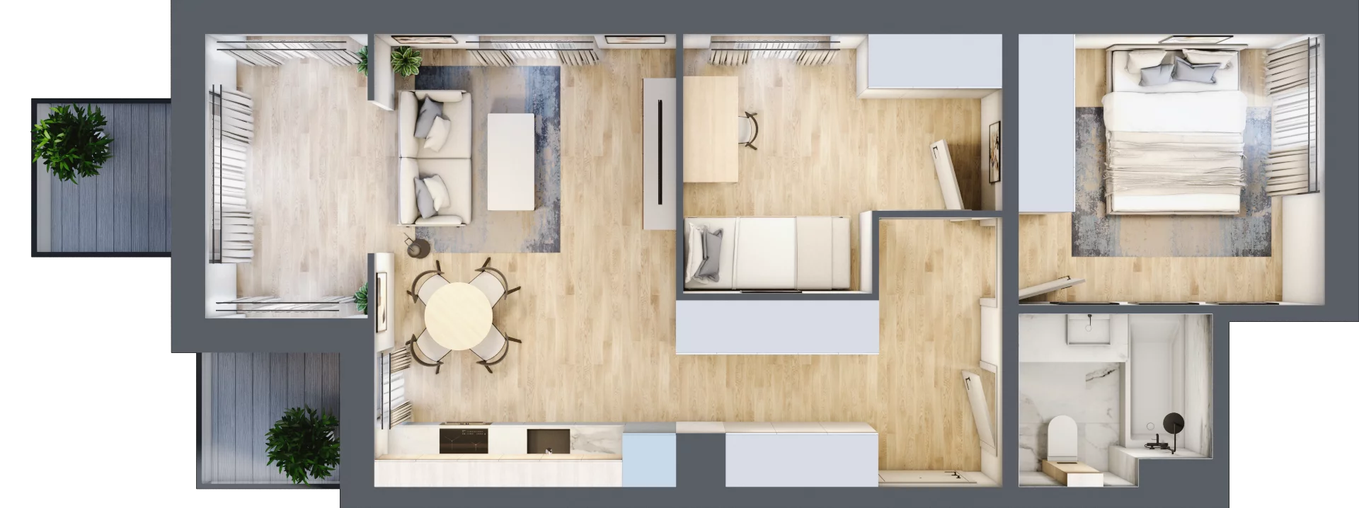 3 pokoje, mieszkanie 55,19 m², piętro 1, oferta nr 14, Tertio Zapolskiej, Kraków, Bronowice, ul. Gabrieli Zapolskiej 21