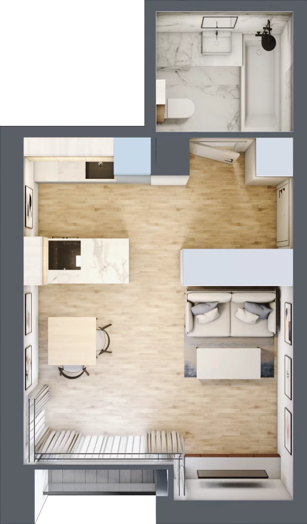 1 pokój, mieszkanie 28,47 m², piętro 2, oferta nr 32, Tertio Zapolskiej, Kraków, Bronowice, ul. Gabrieli Zapolskiej 21