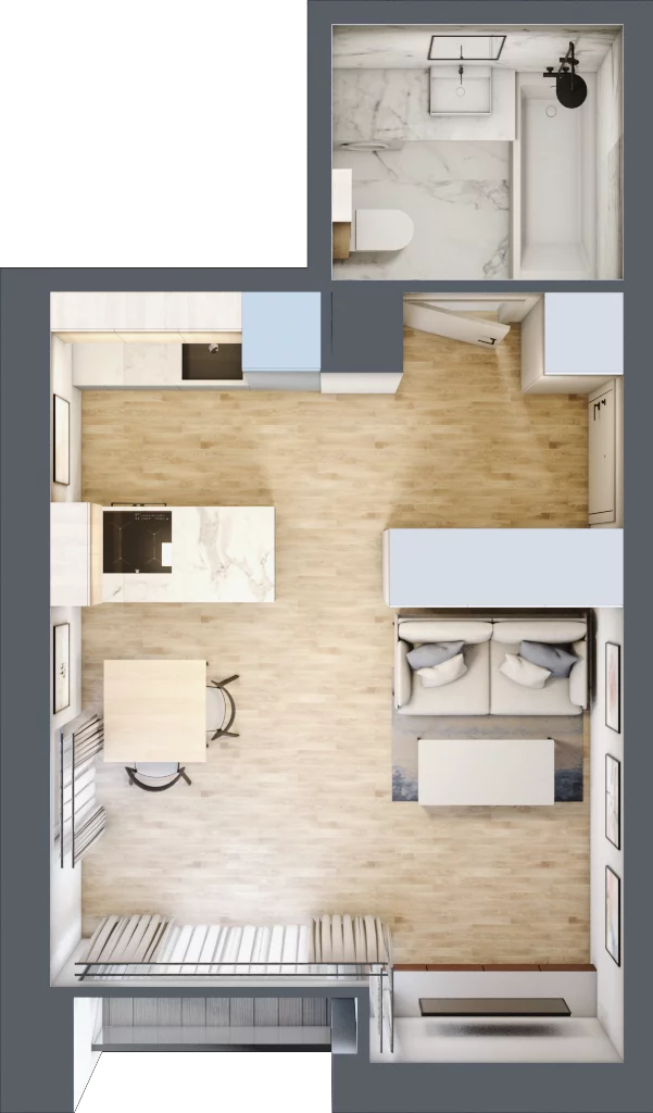 1 pokój, mieszkanie 28,47 m², piętro 1, oferta nr 20, Tertio Zapolskiej, Kraków, Bronowice, ul. Gabrieli Zapolskiej 21
