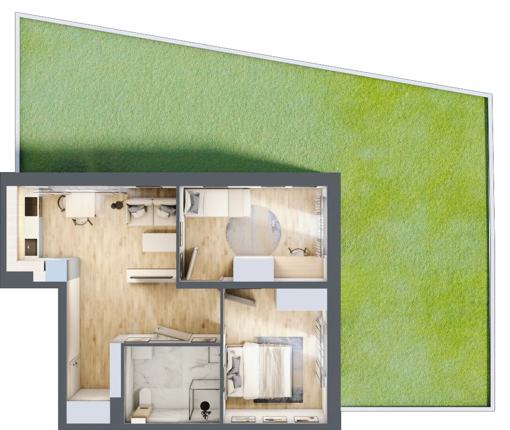 3 pokoje, mieszkanie 51,30 m², parter, oferta nr 5, Tertio Zapolskiej, Kraków, Bronowice, ul. Gabrieli Zapolskiej 21