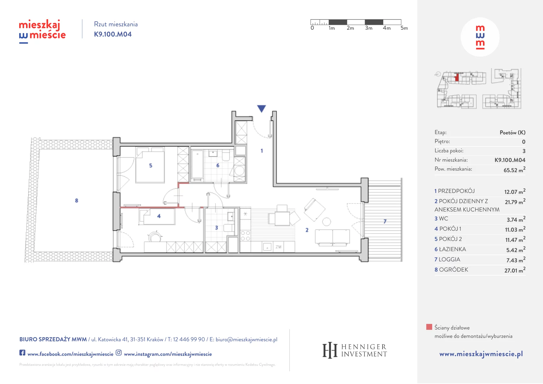 Mieszkanie 65,64 m², parter, oferta nr K9.100.M04, Mieszkaj w Mieście - Poetów K, Kraków, Bronowice, ul. Wizjonerów