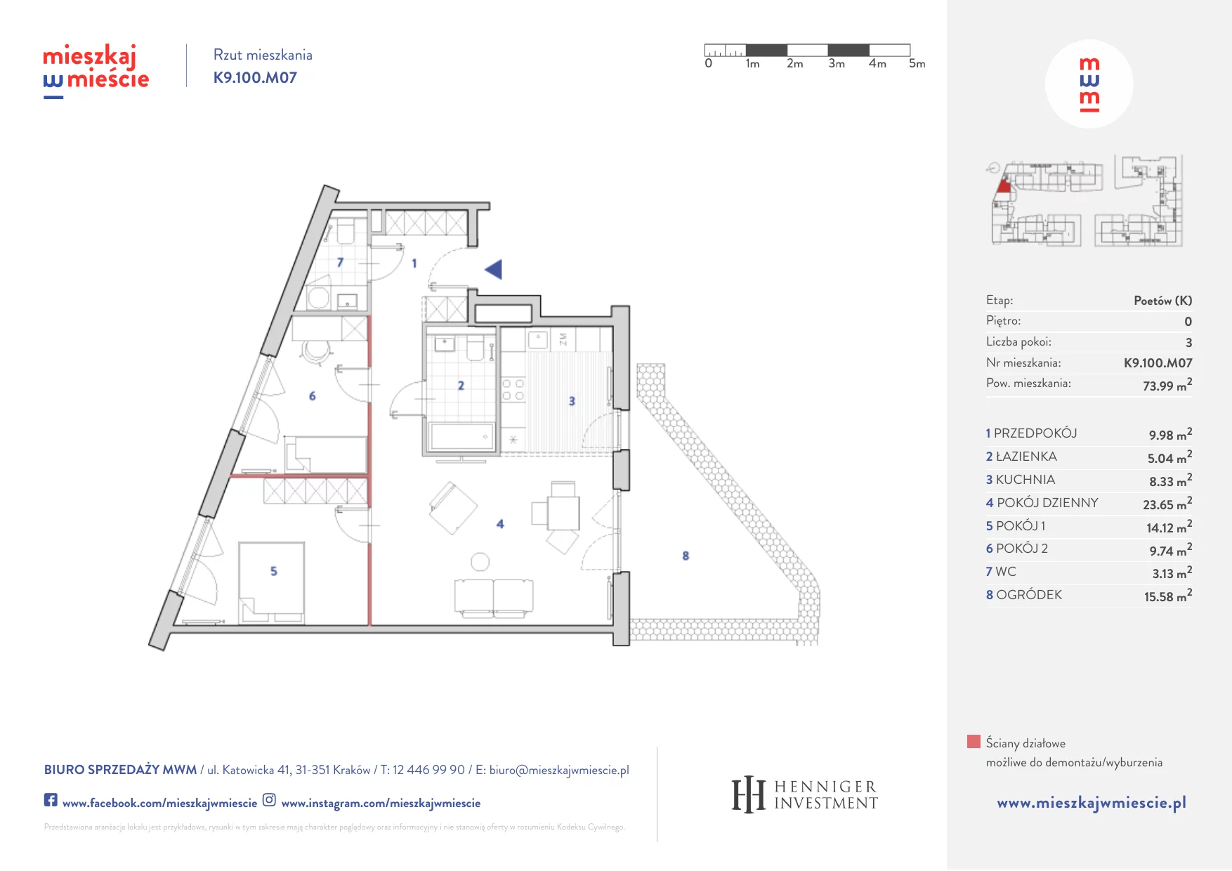 Mieszkanie 74,06 m², parter, oferta nr K9.100.M07, Mieszkaj w Mieście - Poetów K, Kraków, Bronowice, ul. Wizjonerów