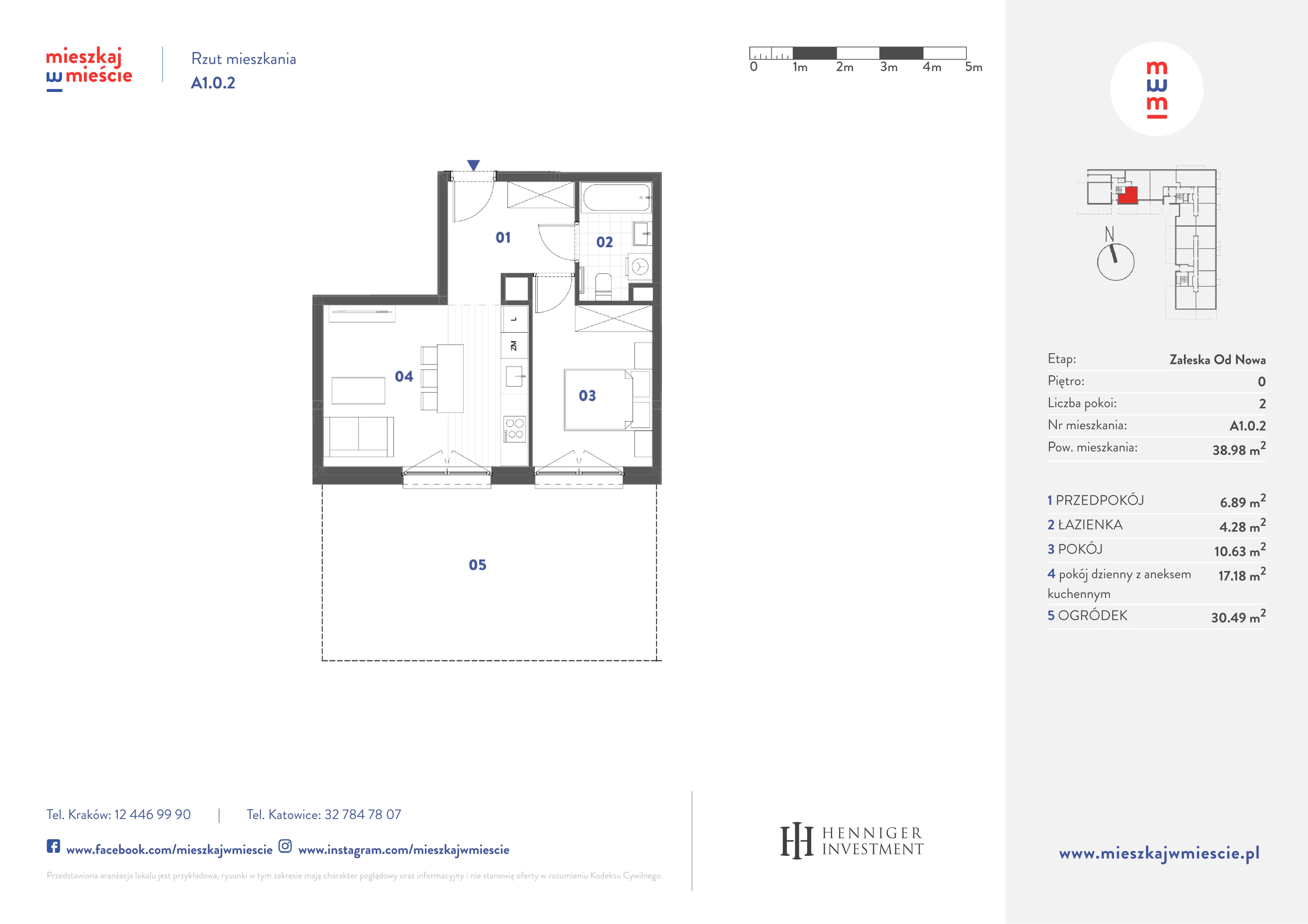 2 pokoje, mieszkanie 38,98 m², parter, oferta nr A1.0.2, Mieszkaj w mieście Załęska od Nowa, Katowice, Załęska Hałda-Brynów, Załęska Hałda, ul. Załęska Hałda