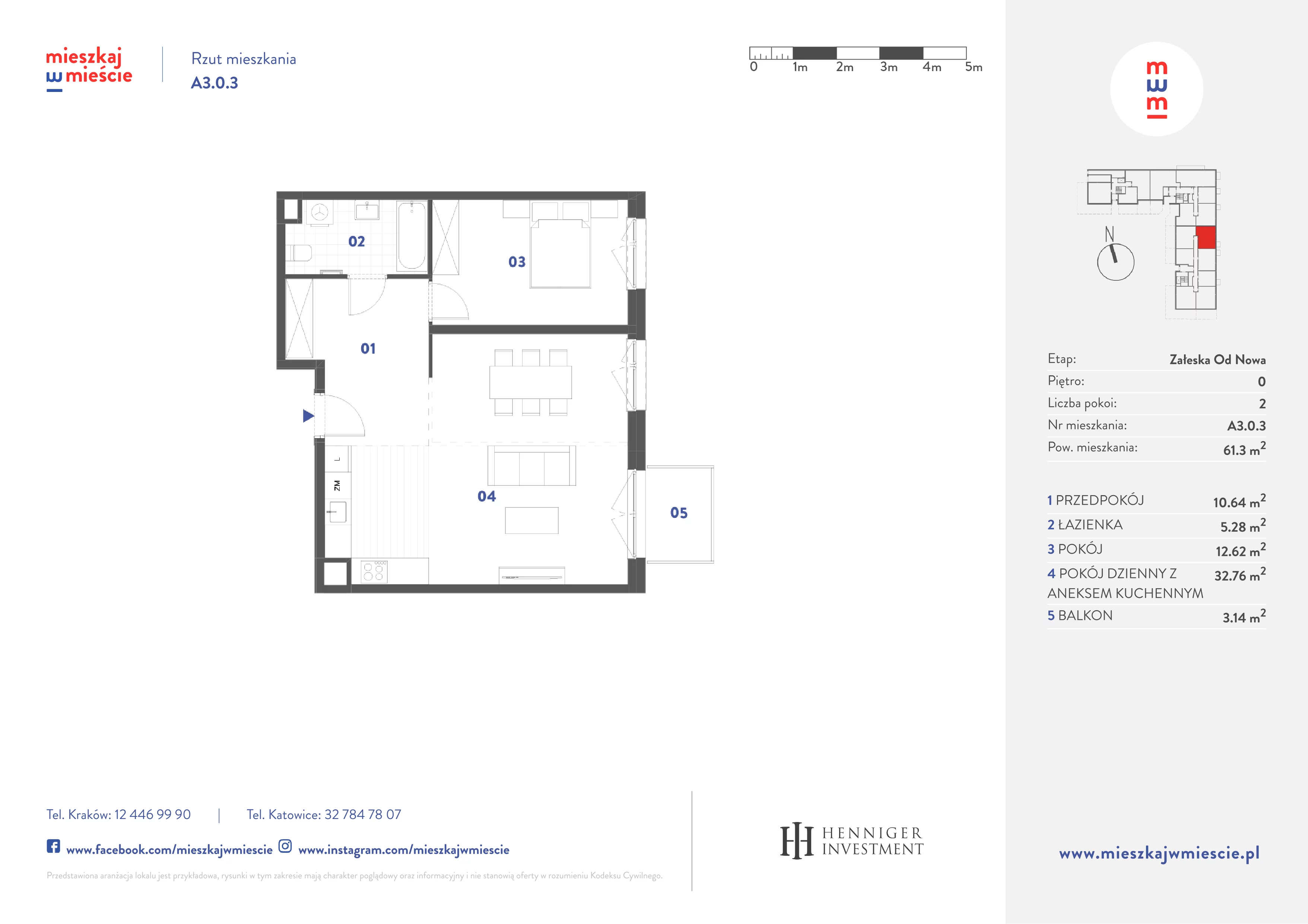 2 pokoje, mieszkanie 61,30 m², parter, oferta nr A3.0.3, Mieszkaj w mieście Załęska od Nowa, Katowice, Załęska Hałda-Brynów, Załęska Hałda, ul. Załęska Hałda