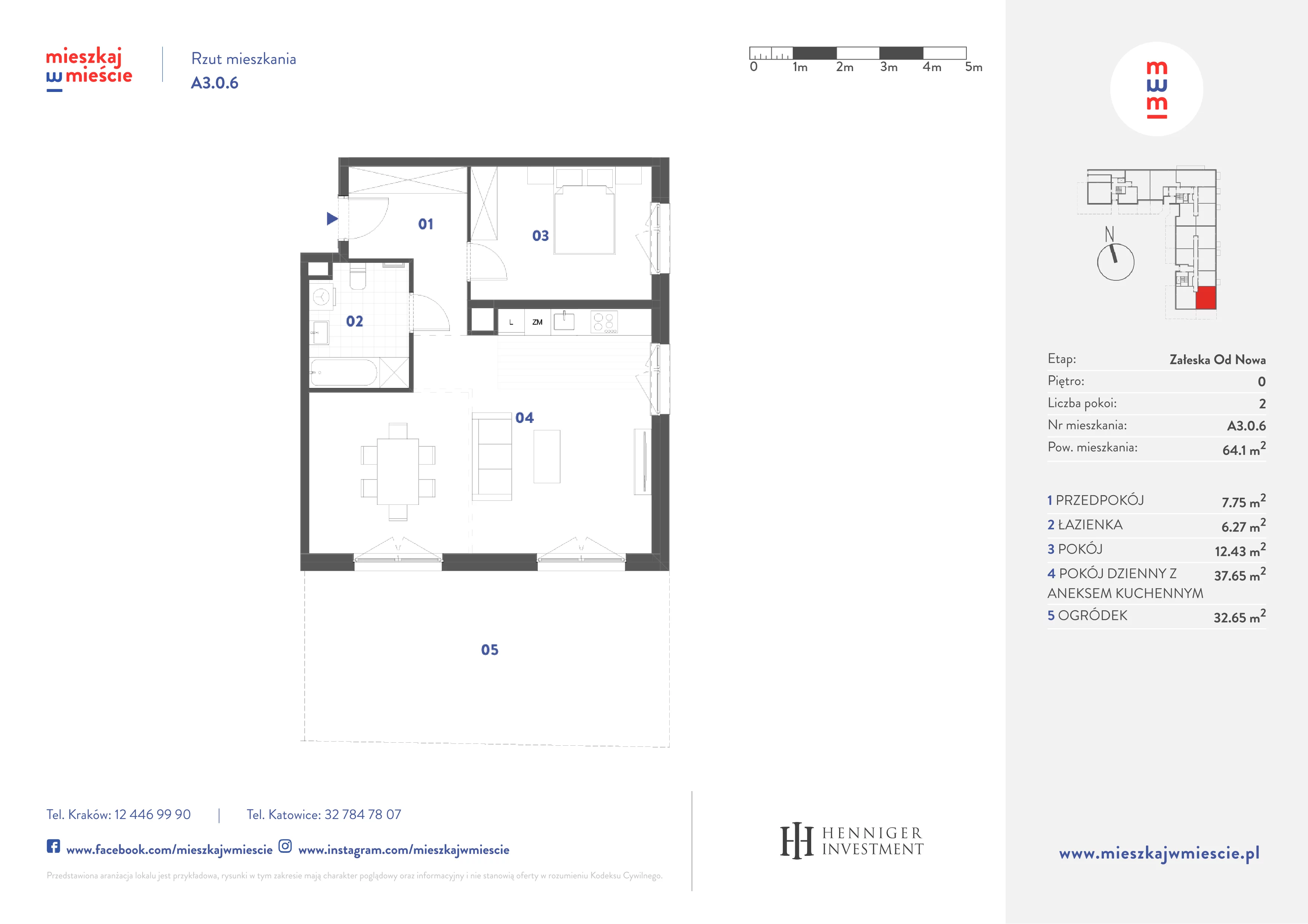 2 pokoje, mieszkanie 64,10 m², parter, oferta nr A3.0.6, Mieszkaj w mieście Załęska od Nowa, Katowice, Załęska Hałda-Brynów, Załęska Hałda, ul. Załęska Hałda